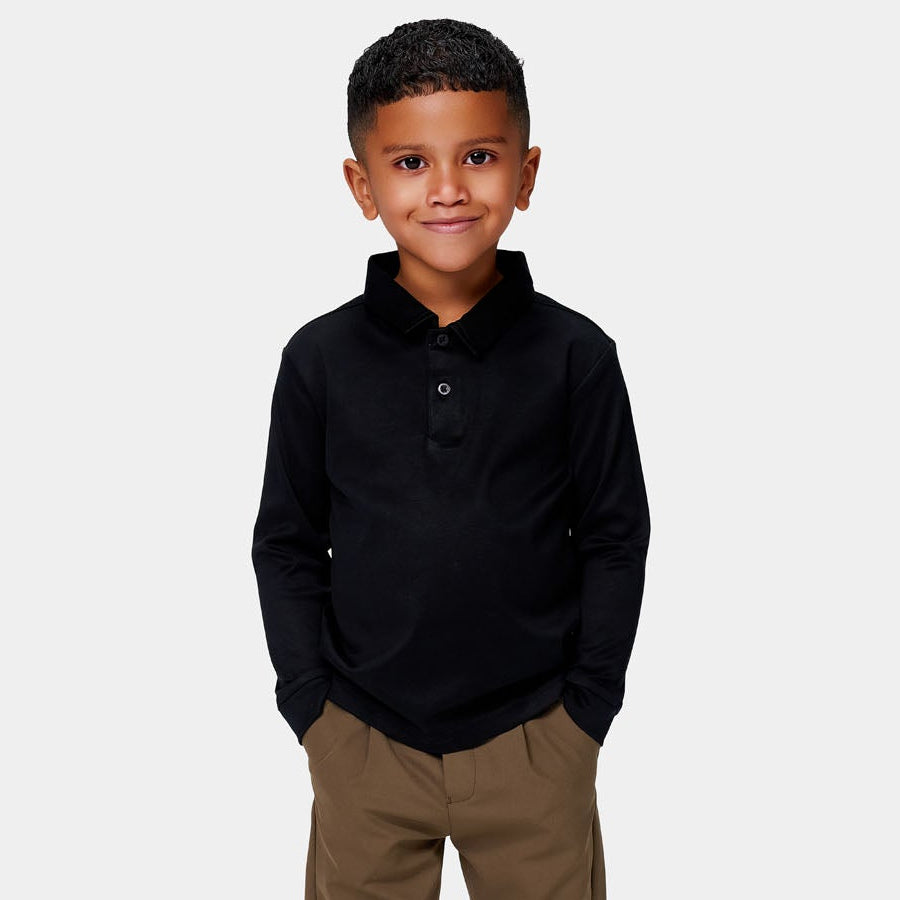 Ayden longsleeve Onyx polo - Black